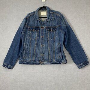 Denver Hayes Denim Jacket Ombre Blue Denim 100% Cotton Side Pockets Mens Large